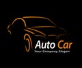 Auto style car logo design with concept sports vehicle icon silhouette on black background. Vector illustration. Royalty Free Stock Photo