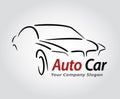 Auto style car logo design with concept sports vehicle icon silhouette on light grey background. Vector illustration.