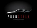 Auto style car logo design with concept sports vehicle silhouette