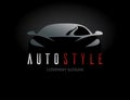 Auto style car logo design with concept sports vehicle silhouette