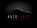 Auto style car logo design with concept sports vehicle silhouette