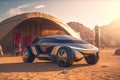 futuristic auto refueling transport car transportation automotive electric drive desert. Generative AI.