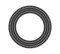 Auto tire tread circle frame. Car and motorcycle tire pattern, wheel tyre tread track print. Black tyre round border Royalty Free Stock Photo