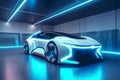 auto transport industry car underground electric parking neon automobile transportation. Generative AI.