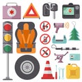 Auto transport motorist icon symbol vehicle equipment service car driver tools vector illustration.