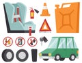 Auto transport motorist icon symbol vehicle equipment service car driver tools vector illustration.