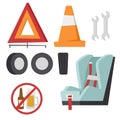 Auto transport motorist icon symbol vehicle equipment service car driver tools vector illustration.