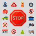 Auto transport motorist icons symbols change vehicle automobile mechanic and equipment symbols service car driver tools