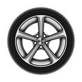 Auto tyre or isolated automobile wheel on white