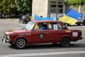 Auto with Ukrainian flags