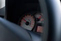 Auto velocimeter on dashboard Royalty Free Stock Photo