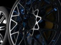 auto wheels with chrome rims close up