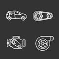 Auto workshop chalk icons set