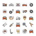 Auto workshop color icons set Royalty Free Stock Photo
