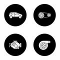 Auto workshop glyph icons set