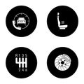 Auto workshop glyph icons set