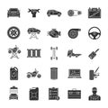 Auto workshop glyph icons set