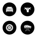 Auto workshop glyph icons set