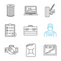 Auto workshop linear icons set