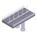 Autobahn bridge icon, isometric style