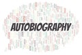 Autobiography typography word cloud create with the text only Royalty Free Stock Photo