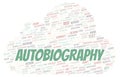 Autobiography typography word cloud create with the text only Royalty Free Stock Photo