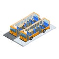 Autobus and Elements Part Isometric View. Vector Royalty Free Stock Photo