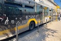 An autobus parked on its stop in Lisbon