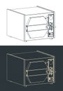 Autoclave sterilizer lab equipment isometric blueprints