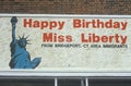 Autographed billboard of the Statue of Liberty, Ellis Island, New York