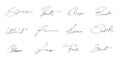 Autographs set vector collection