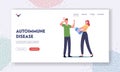 Autoimmune Disease Landing Page Template. Diseased Male Character Scratching Psoriasis Itchy Plaque Affected Area Royalty Free Stock Photo