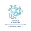 Automate admin tasks turquoise concept icon