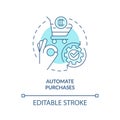 Automate purchases turquoise concept icon