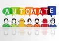 Automate text with speech bubbles from robots and people Royalty Free Stock Photo