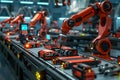 Automated Assembly Line with Robotic Arms in a Modern Factory