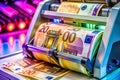 Automated Banknote Counting Machine Precisely Counting Euro Currency for Efficient Financial Transactions
