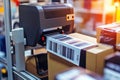 Automated Barcode Labeling Machine for Efficient Package Processing Royalty Free Stock Photo