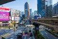 Automated blue aerial monorail train at Bukit Bintang district of Kuala Lumpur Royalty Free Stock Photo