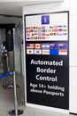 Automated border control information board in Rome Leonardo da Vinci or Fiumicino Airport