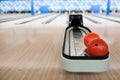 Automated Bowling Ball Return With Copy Space Royalty Free Stock Photo