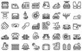 Automated car wash icons set outline vector. Car auto Royalty Free Stock Photo