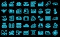 Automated car wash icons set vector neon Royalty Free Stock Photo