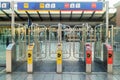 Automated check-in gate on the Dutch railway station of Apeldoorn, The Netherlands