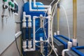 Automated computerized ozone generator machine for ozonation of pure clean drinking water in water production factory Royalty Free Stock Photo