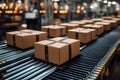 Automated Package Assembly Line in Modern Distribution Center Generative AI Royalty Free Stock Photo