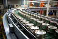 Automated Conveyor canned food. Generate Ai