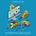 Automated debugging code programming flat isometric vector 3d Royalty Free Stock Photo