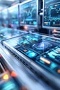 automated distribution systems, Advanced machines processing items in a modern facility with real-time data displays.