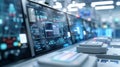 automated distribution systems, Cutting-edge machinery processing items in a bustling modern facility.